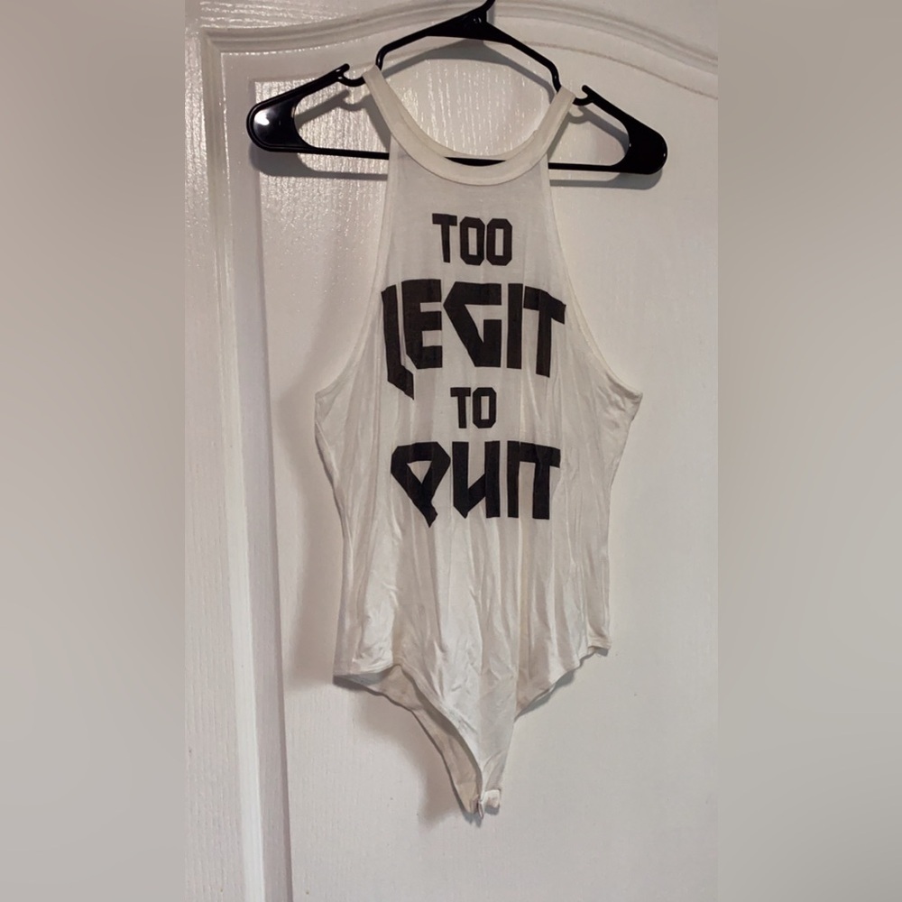 White 'Too Legit to Quit' Muscle body suit - Picture 3 of 3